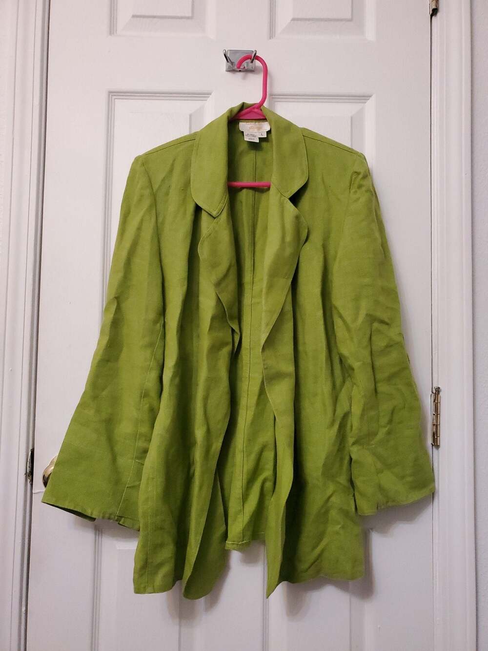 100% Linen Vintage Gally-Go Pollak Import Export Corp. Lime Green Blazer Jacket